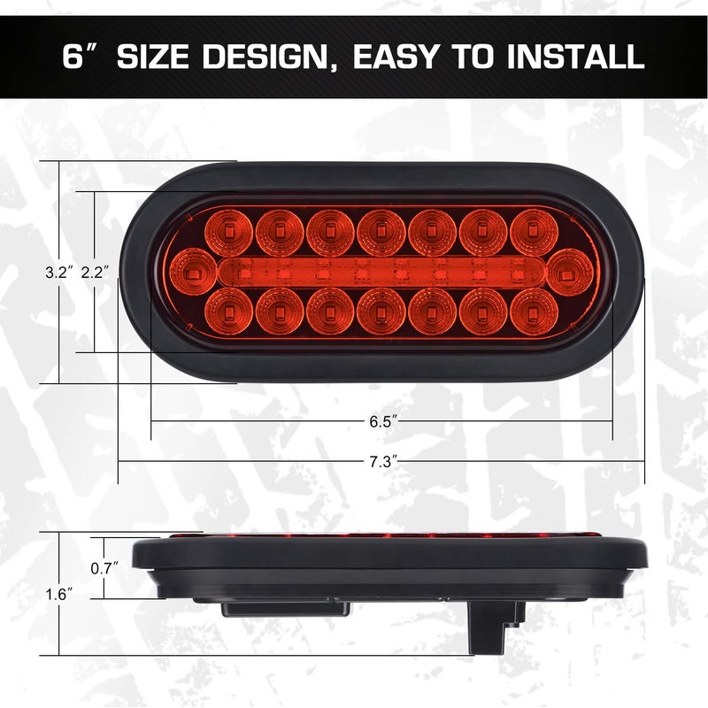 LINKITOM 6 Inchs Submersible Oval LED Stop/Turn Trailer Tail Light with Waterproof Rubber Gaskets for Boat Trailer Truck RV [DOT Certified] [IP67] (2 Pack) - Image 3